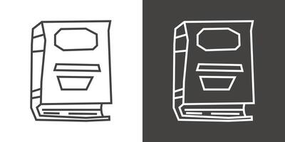 Simple Book Icon in Black Line Art and White Line Art Cutout Style vector