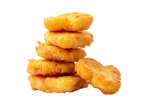 Crispy chicken nuggets with a transparent background. High quality image. png