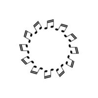 Circle Shape Created by Musical Notation Icon Symbol, can use for Logo, Emblem, Musical Illustration, Decoration, Ornate, Cover, Pictogram, Framework or Graphic Design Element. Black White Style vector