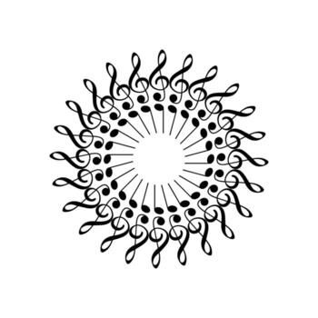 Circle Shape Created by Musical Notation Icon Symbol, can use for Logo, Emblem, Musical Illustration, Pictogram, Decoration, Ornate, Cover, Framework or Graphic Design Element. Color Size Editable vector