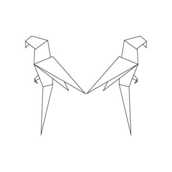 Pair Macaw, Ara, Parrot Polygonal Lines, can use for Logo Gram, Pictogram, Bird Figure, Website, Apps, or Graphic Design Element. Color and Size Editable vector