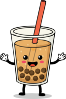 Bubble tea with a straw and a smile png