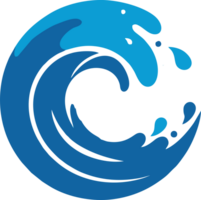 A blue wave with a splash of water in the middle png