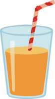 Orange juice in a glass with a straw png
