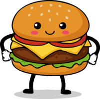 A cartoon hamburger with arms and legs png