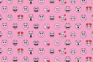 Emoji seamless pattern on a pink background. Seamless pattern with colourful emoticons. vector