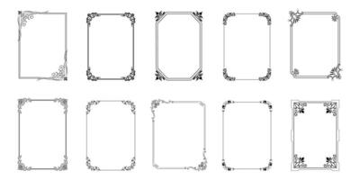 Retro ornamental frame set. Decorative vintage frames, borders, corners illustration. vector