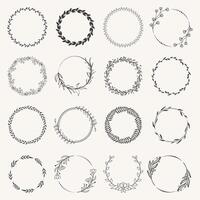 Hand drawn laurel leaves decorative elements. Vintage laurel wreaths collection. vector
