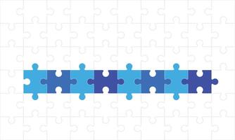 Puzzle style timeline concept of eight dependent components or parts of business project. 8 steps infographic template. vector