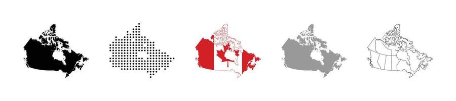 Canada map with canadian flag illustration. Dotted composition and a grayscale map of canada. vector