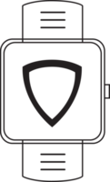 outline smartwatch with shield icon png