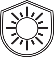 outline shield with a sun in the middle of it png