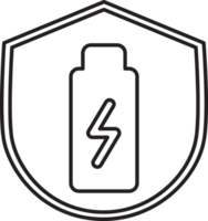 outline battery icon in a shield with a lightning bolt png