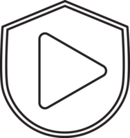 outlined shield with a play button icon png