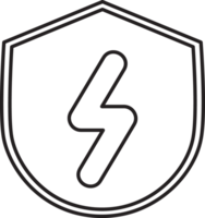 outlined shield with a lightning bolt on it png