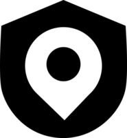 map pin icon on a shield shield icon png