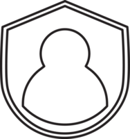 outline shield icon with a person inside png