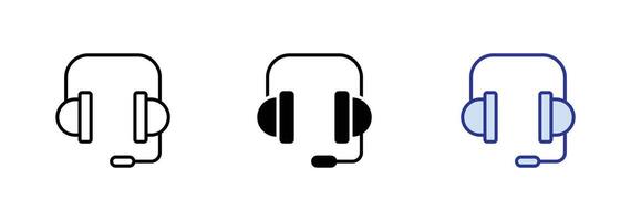 Headphones icons set. Customer service. Customer support icon. Wireless Headphone outline and solid illustration . vector