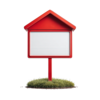 A red house sign with grass on top png