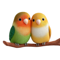 Cute Pair of Colorful Birds Sitting Together on a Branch png