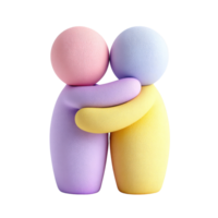 Colorful 3D Characters Hugging in a Playful Embrace of Friendship png