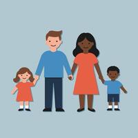Diverse Family Holding Hands in a Simple Illustration vector