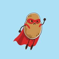 A Super Potato in a Red Cape Soaring Through the Air vector
