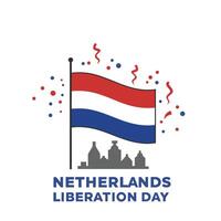 Netherlands Liberation Day Celebration with Flag and Cityscape vector