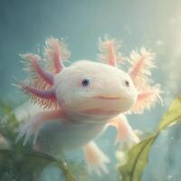 The underwater salamanders calm and smiling face photo
