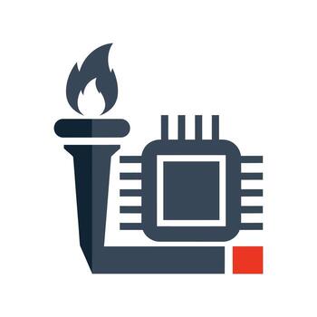 Stylized Torch and Microchip Symbolizing Technological Advancement and Innovation vector