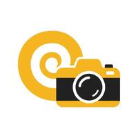 Abstract Camera Icon with Swirling Yellow Design Element vector