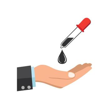 mano recepción un soltar desde un de cabeza roja pipeta vector