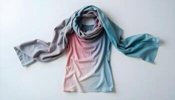 A pink and blue scarf on a white background photo
