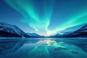 Aurora Over Frozen Lake photo