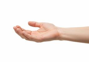 A person's hand is extended from the side photo