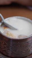 Enjoying a warm bowl of creamy soup video