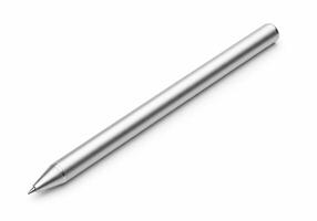 A pen with a metal tip on a white surface photo