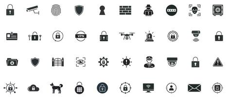 Security Line Art Icon Set Thin Outline Icons for Cyber, Physical and Data Protection vector
