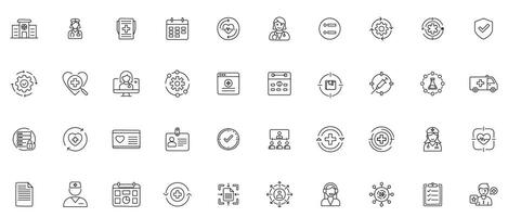 Healthcare Management Line Art Icon Set vector
