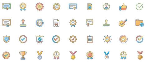 Achievement and certification icons vector