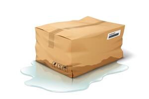 Wet package on a puddle vector