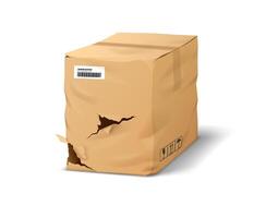 Damaged cardboard shipping box vector