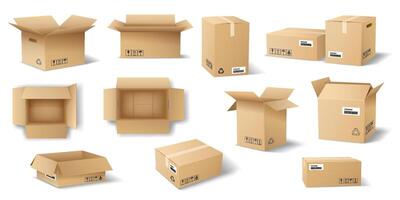 Collection of cardboard boxes vector