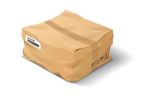 Crushed brown delivery package vector