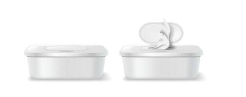 White wipes container with open lid vector
