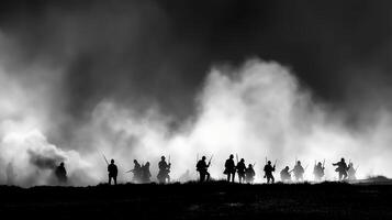 Silhouetted Army in Smoky Battlefield1 photo