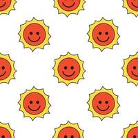 Cute Retro Sun Seamless Pattern Cartoon Illustration vector