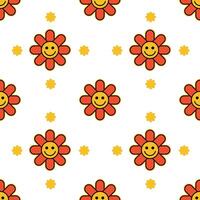 Retro Flower Seamless Pattern Cartoon Illustration vector