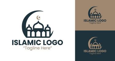 Refined Islamic Brand Logo in Minimal Style with Dark Blue and Brown Balanced Color Palette vector