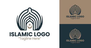 Modern Islamic Logo Concept with Elegant Typography in Brown and Deep Blue Color Scheme vector